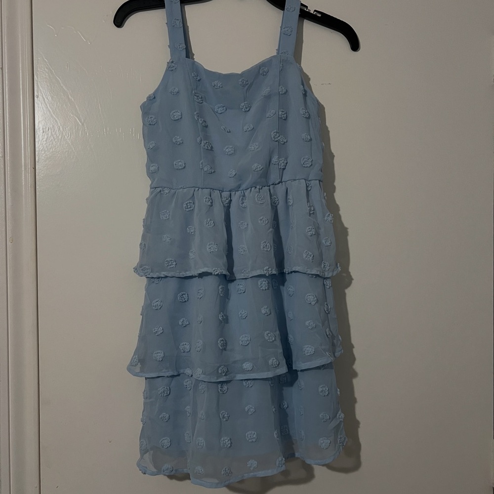 Charming Blue Tiered Kids Dress